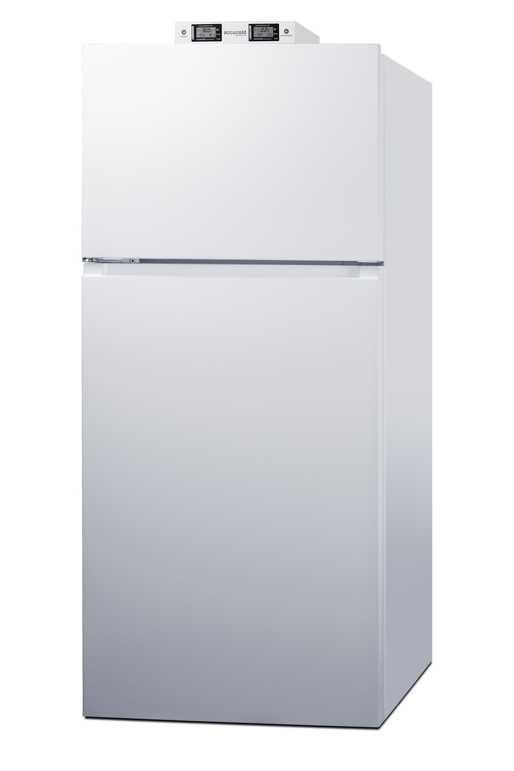 18 cu.ft. break room refrigerator-freezer in white with NIST calibrated alarm/thermometers